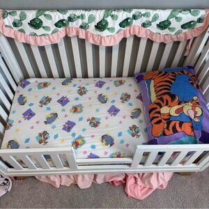 Disney | Vintage Winnie The Pooh Crib Sheet and Reversible Tigger Pillow Case